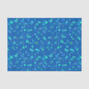 Papel De Seda Constelação abstrato de Estrelas, Azul Cobalto