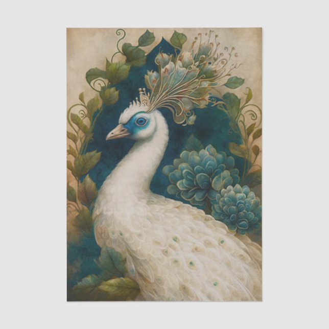Papel De Seda Conto de Fadas do Pavão Branco (Frente )