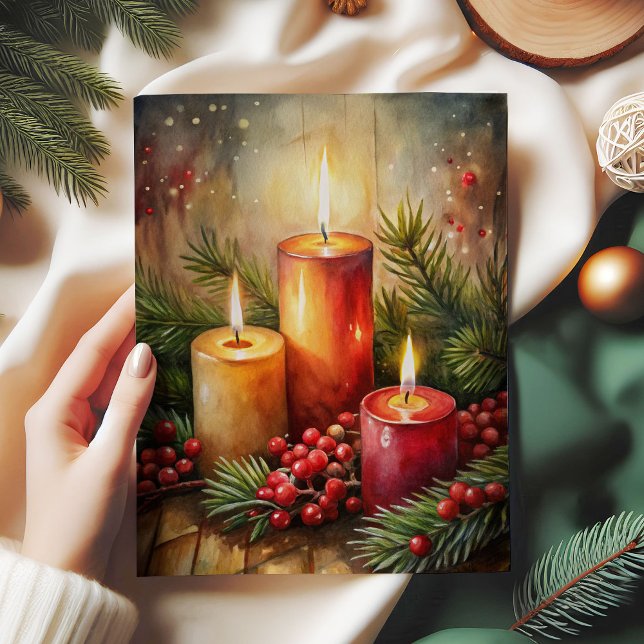 Papel de seda convidativo para o Natal com azevinh (Inviting Christmas candle tissue paper holly berry)