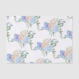 Papel De Seda Convite de Casamento com Flores em Azul Desbotado