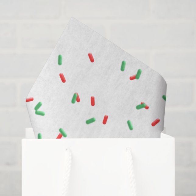 Papel De Seda Cookie Sprinkles Vermelho Verde Docinho (Sacola de presentes)