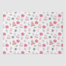 Papel De Seda Cookies de Natal e Folhagem Rosa