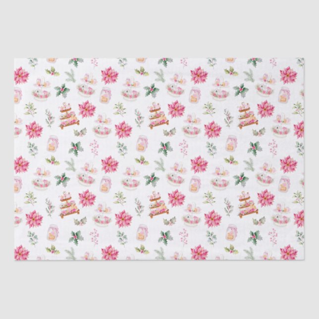 Papel De Seda Cookies de Natal e Folhagem Rosa (Frente )