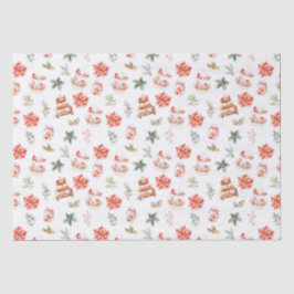 Papel De Seda Cookies de Natal e Folhagem Vermelha