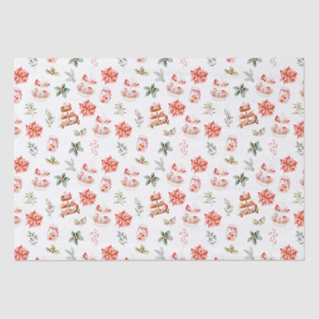 Papel De Seda Cookies de Natal e Folhagem Vermelha (Frente )