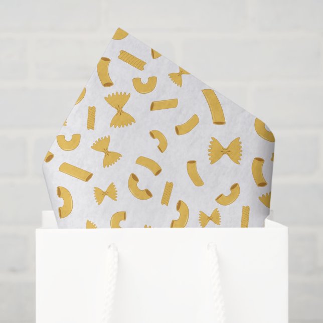 Papel De Seda Cool fun pasta macaroni pattern on white (Sacola de presentes)