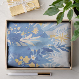 Papel De Seda Cool Summer Blue Floral Botanical Garden