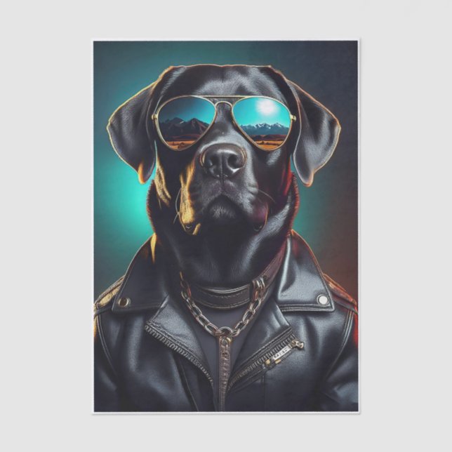 Papel De Seda Cool Terrence, Black Lab in Leather Jacket Tissue (Frente )