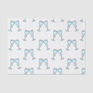 Papel De Seda Copos de Vinho do Coração Casamento Branco Azul