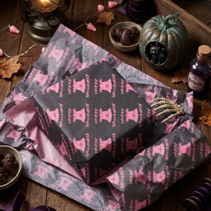 Papel De Seda Coquete Rosa Fantasma Feliz Halloween Arte Digital