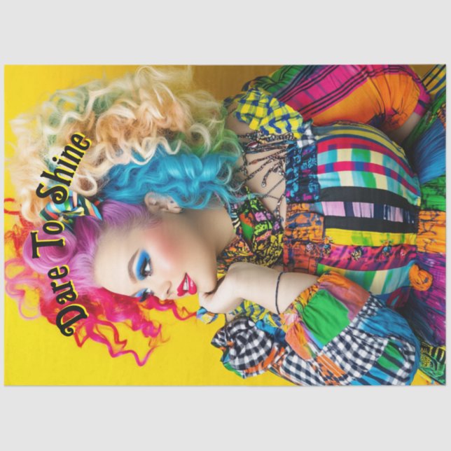 Papel De Seda Cor Arco-Íris da Mulher Fashionalbe Vibrante (Frente )