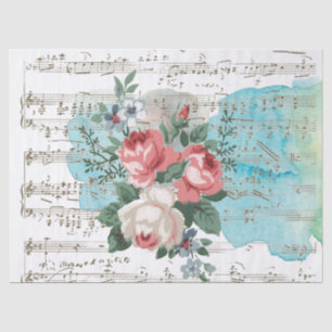 Papel De Seda Cor Azul Cor Azul Rosa Rosa Rosa Vintage Música