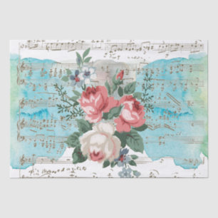Papel De Seda Cor Azul Cor Azul Rosa Rosa Rosa Vintage Música