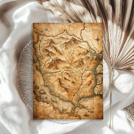 Papel De Seda Cor d'água do mapa do antigo tesouro do oeste selv