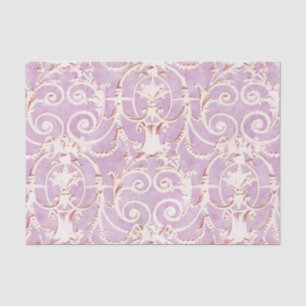 Papel De Seda Cor damasco de púrpura e bege
