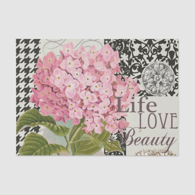 Papel De Seda Cor damasco Decoração Floral Bonito (Frente )