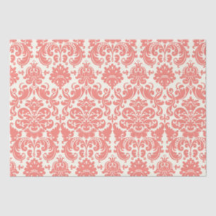 Papel De Seda Cor damasco elegante coral cor-de-rosa e do marfim