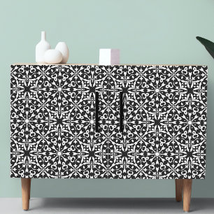 Papel De Seda Cor damasco Elegante Preto e Branco