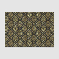 Cor damasco floral a preto e dourado