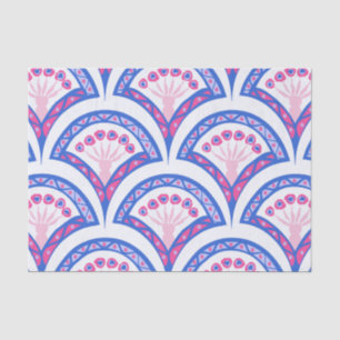 Papel De Seda cor damasco floral azul
