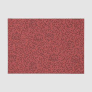 Papel De Seda Cor damasco Floral Brick Red Vintage