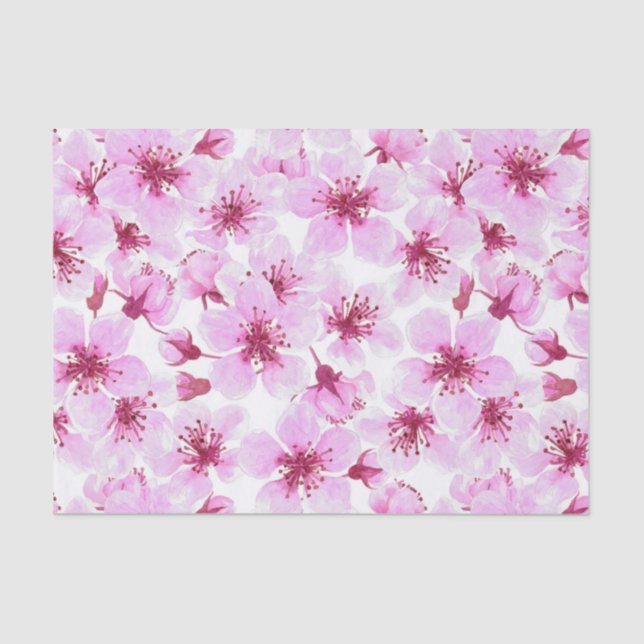 Papel De Seda Cor de água florada de cereja (Frente )