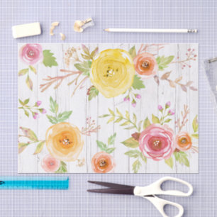 Papel De Seda Cor de água floral, rosa, rústica, da madeira