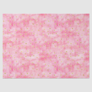 Papel De Seda Cor de Água Rosa Alô Linda Confetti Dourada