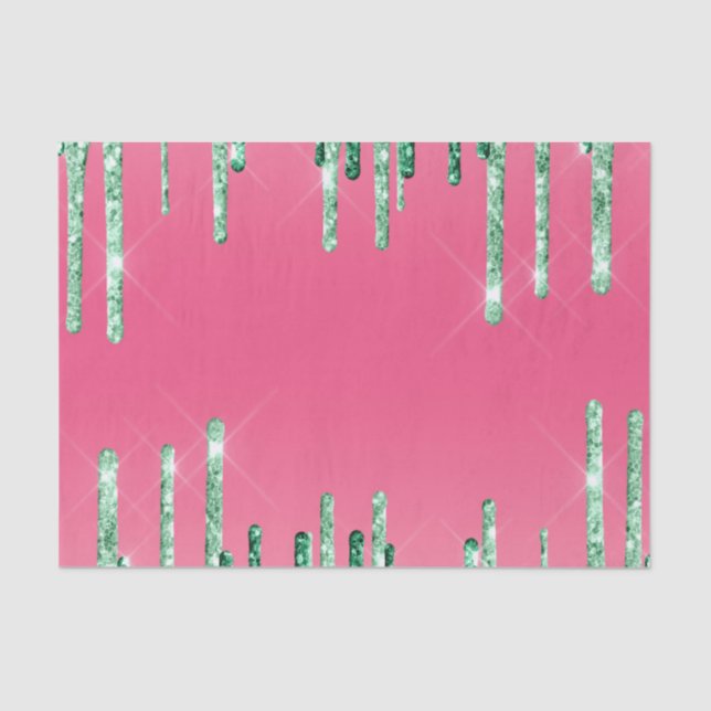 Papel De Seda Cor de Melancia Rosa Rosa das Grelhas Verdes (Frente )
