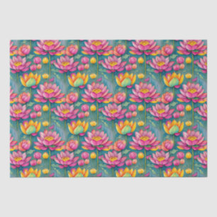 Papel De Seda Cor-de-rosa-chique Lotus Flor Verde Botânico