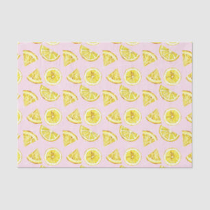 Papel De Seda Cor-de-rosa com limões (Série Design 36 rosa)