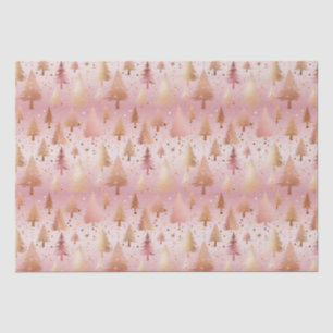 Papel De Seda Cor-de-rosa-rosa Dourada Árvores Festivas