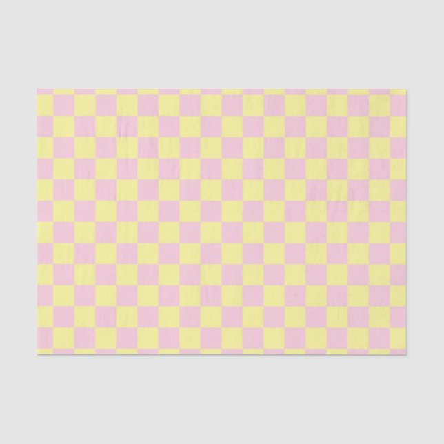 Papel De Seda Cor-de-rosa suave e amarelo verificados (Frente )