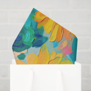 Papel De Seda Cor-de-rosa verde-azul-amarelo-palha pintado