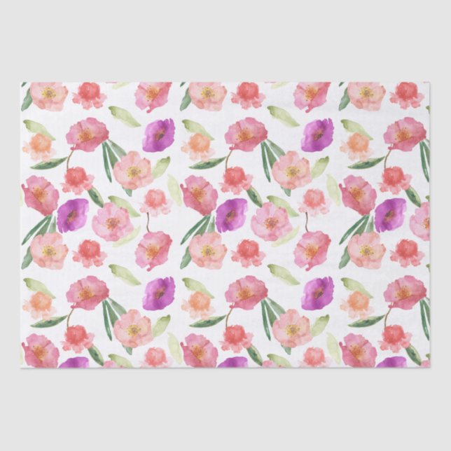 Papel De Seda Cor Floral Púrpura Rosa Girassol (Frente )