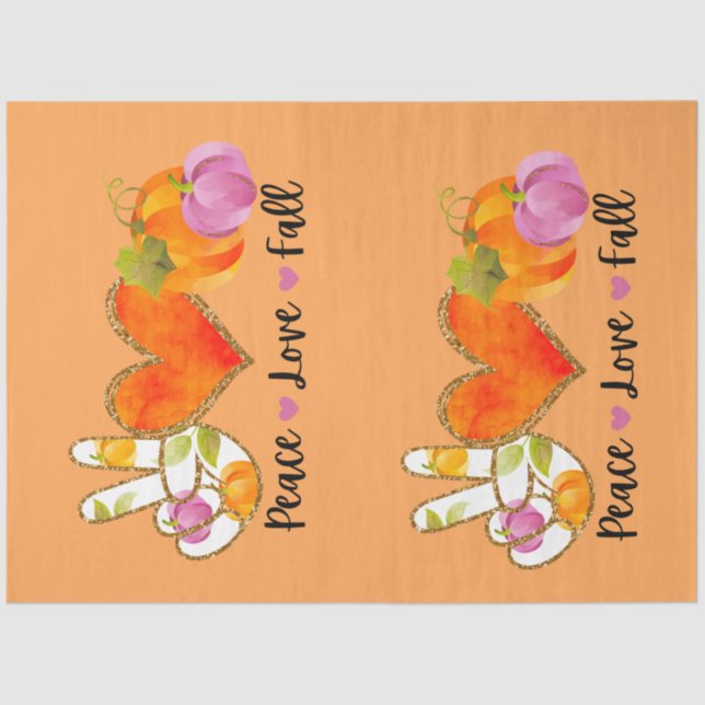 Papel De Seda Cor Personalizada de outono do Peace Love (Frente )