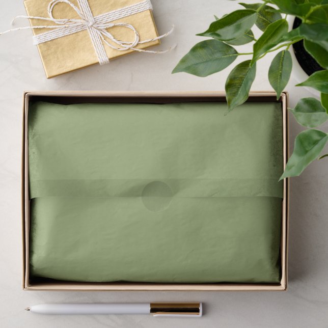 Papel De Seda Cor Sólida Verde Oliva Salgueiro  (Presente)