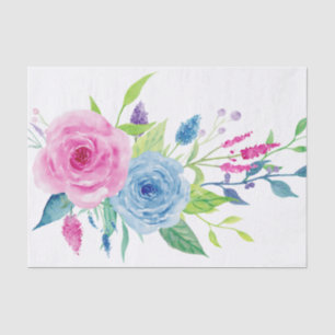Papel De Seda Cor Ultra Violeta Combo Watercolor Floral