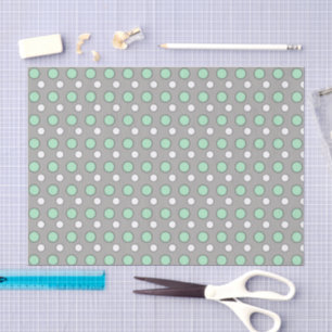 Papel De Seda Cor verde branca e cinzas com bolinhas