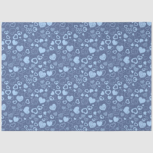 Papel De Seda Coração Azul de Amor Moderno e Elegante Moderno