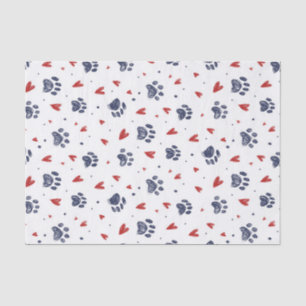 Papel De Seda Coração com Impressão de Pata de Animal no Dia dos