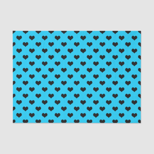 Papel De Seda Coração de Amor Negro em Fundo Azul (Frente )