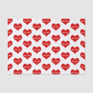 Papel De Seda Coração de Amor Vermelho Personalizado