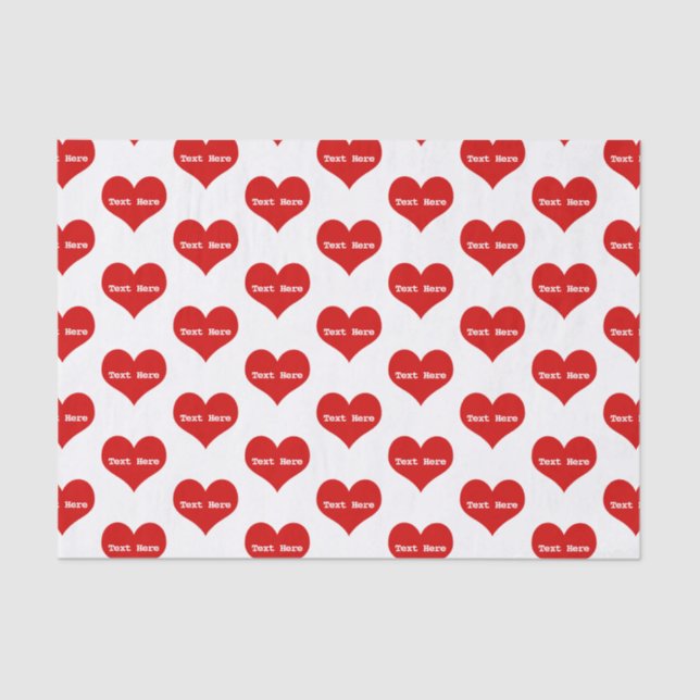 Papel De Seda Coração de Amor Vermelho Personalizado (Frente )