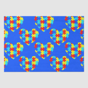 Papel De Seda Coração de Quebra-cabeça de Consciência Autismo