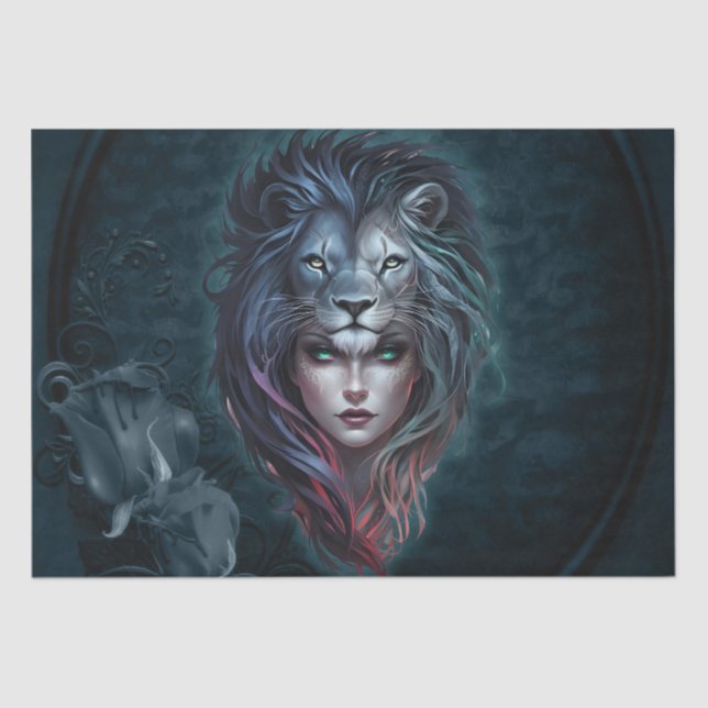 Papel De Seda Coração e força feminina de Leão (Frente )