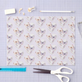 Papel De Seda Coração Floral Lavanda Borboletas Rosa Aniversário
