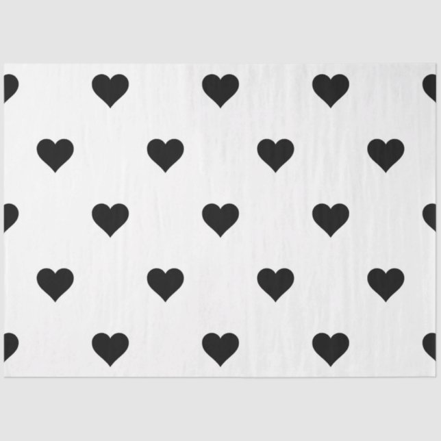 Papel De Seda Coração Negro e Branco Romântico - Cute para Casai (Frente )