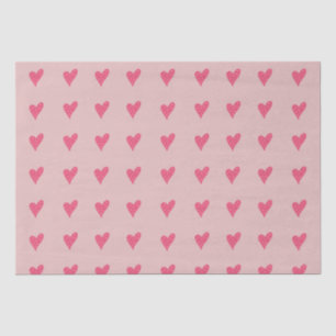 Papel De Seda Coração Rosa Moderno com Padrão de Pontos Brancos