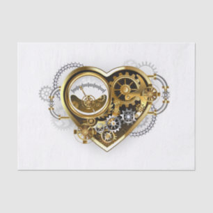 Papel De Seda Coração Steampunk com Manômetro